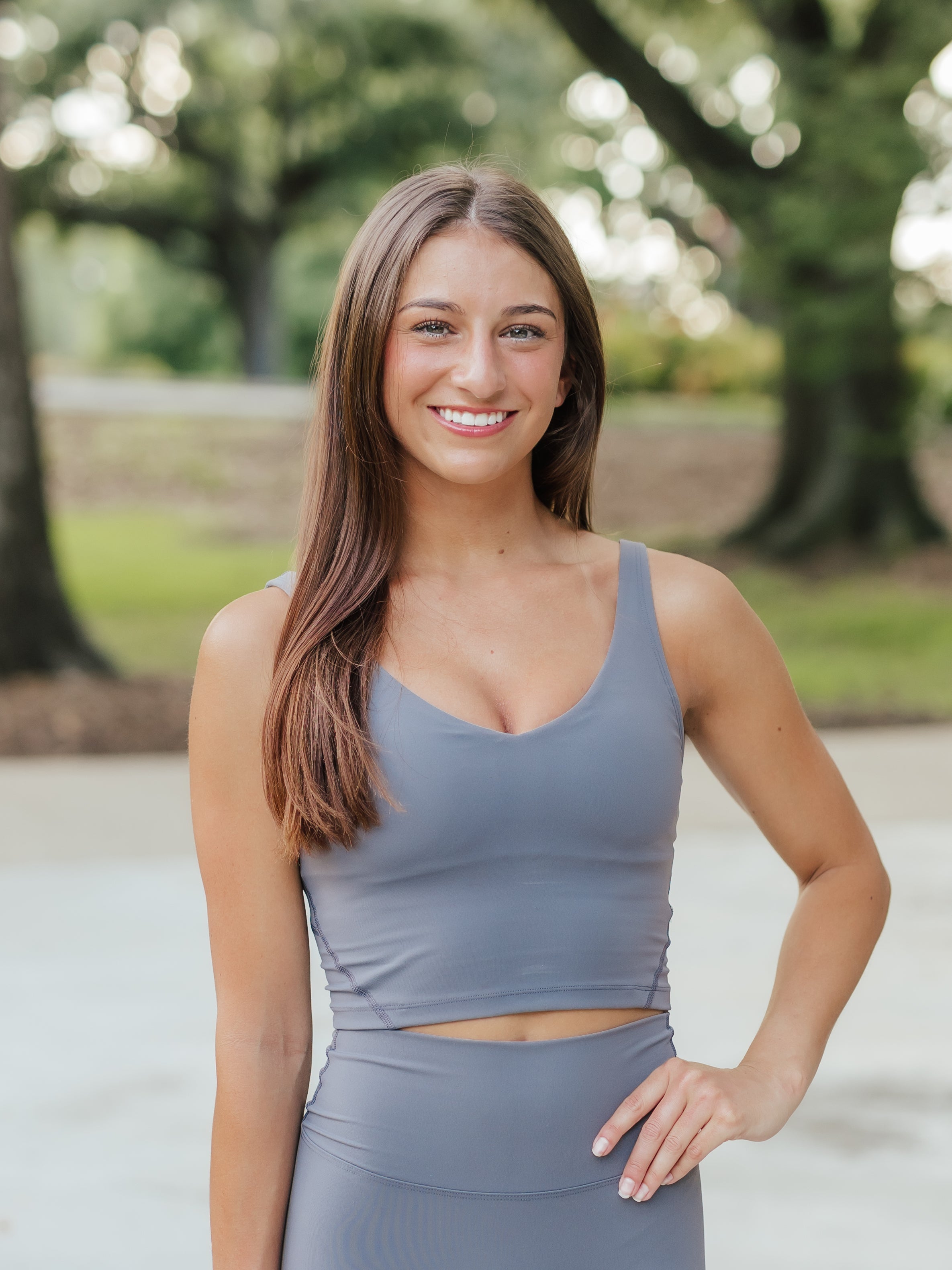 AG V-Neck Padded Active Top | Dark Gray image 2