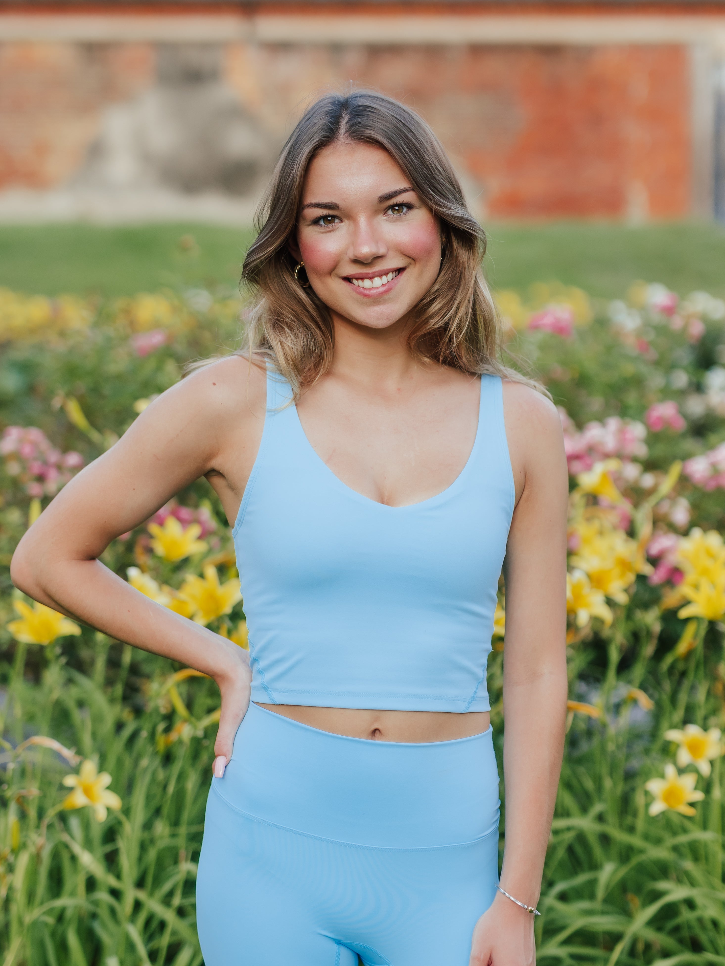 AG V-Neck Padded Active Top | Sky Blue image 1