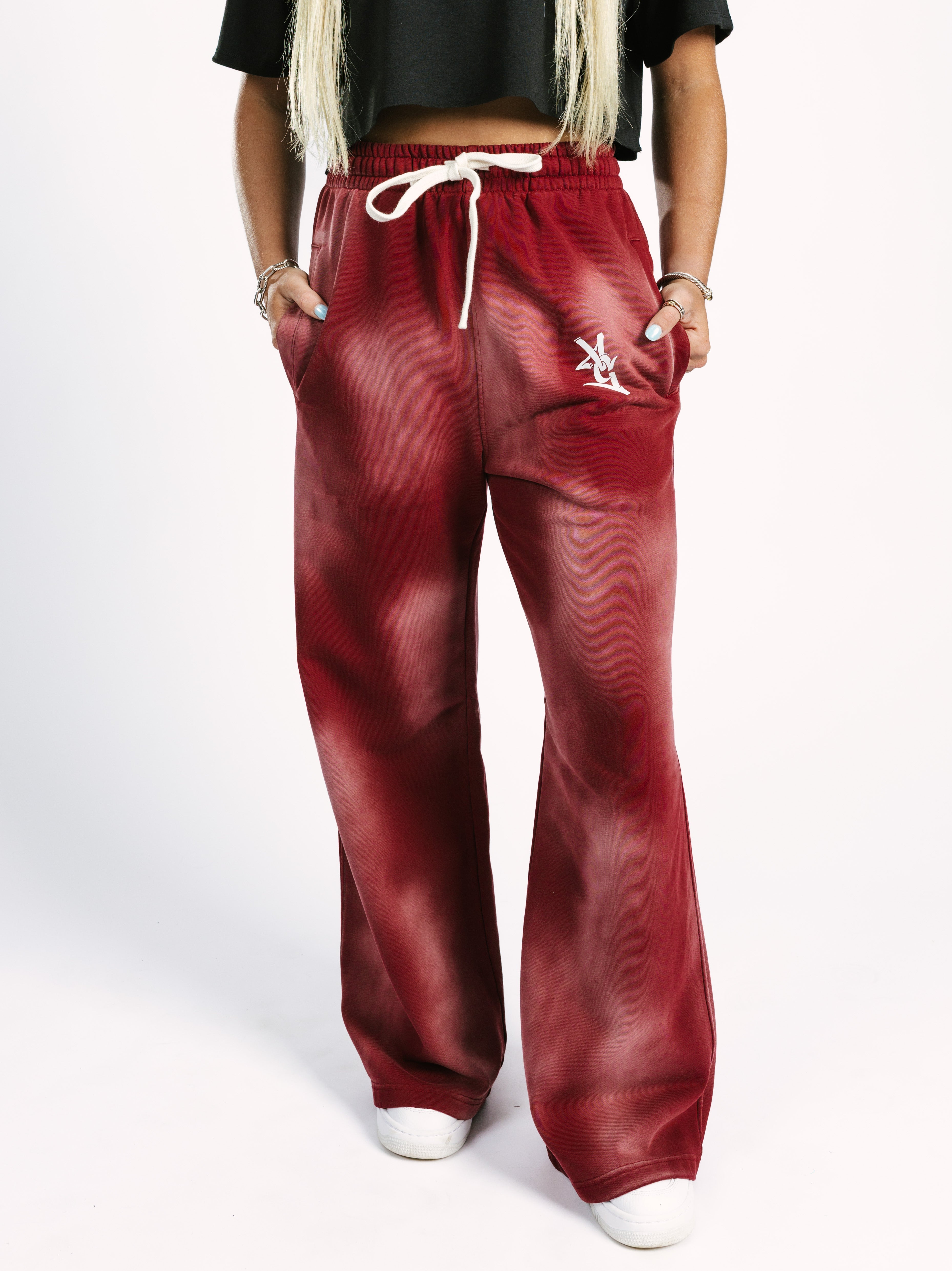 Maroon Acid Wash Sweatpants