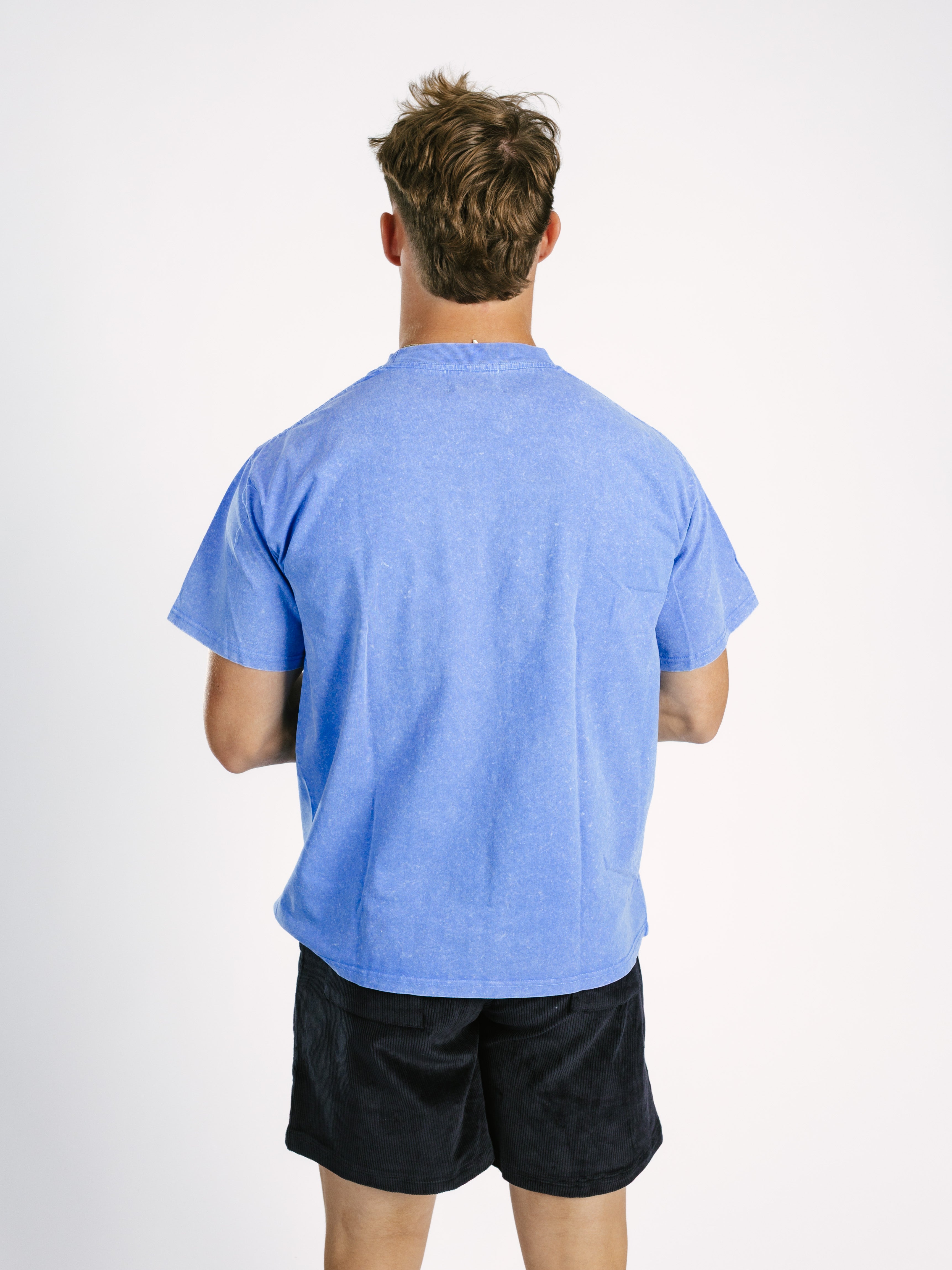 Blue AG Boxing Acid Wash Boxy Tee
