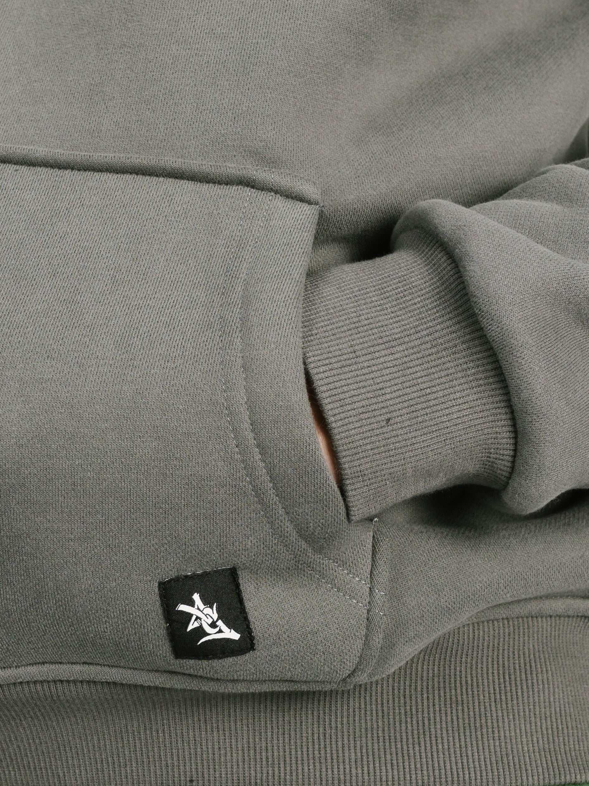 Solid Gray Labeled Hoodie