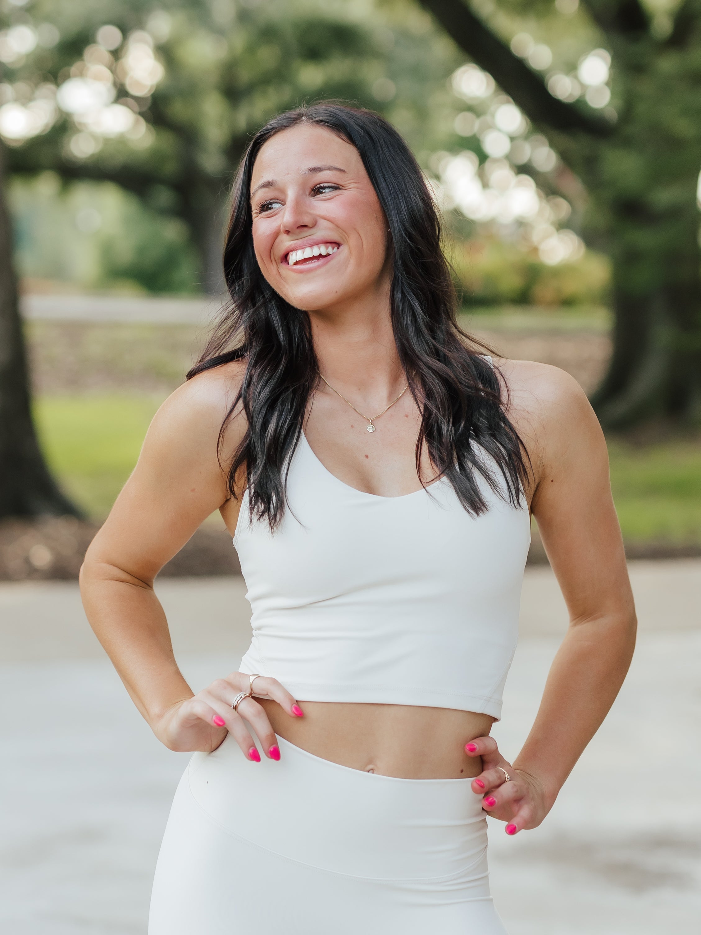 AG V-Neck Padded Active Top | Cream image 2