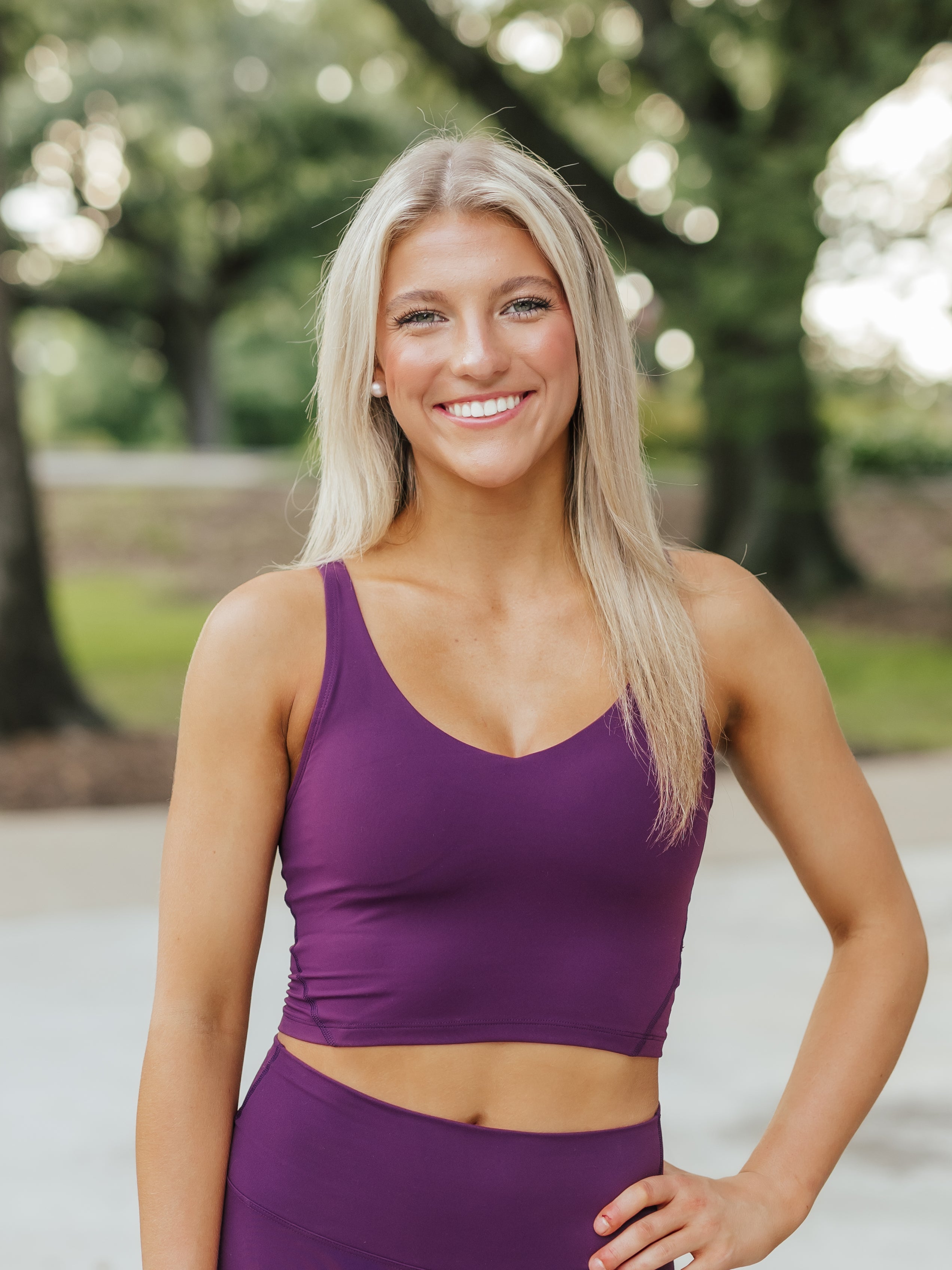 AG V-Neck Padded Active Top | Purple image 0