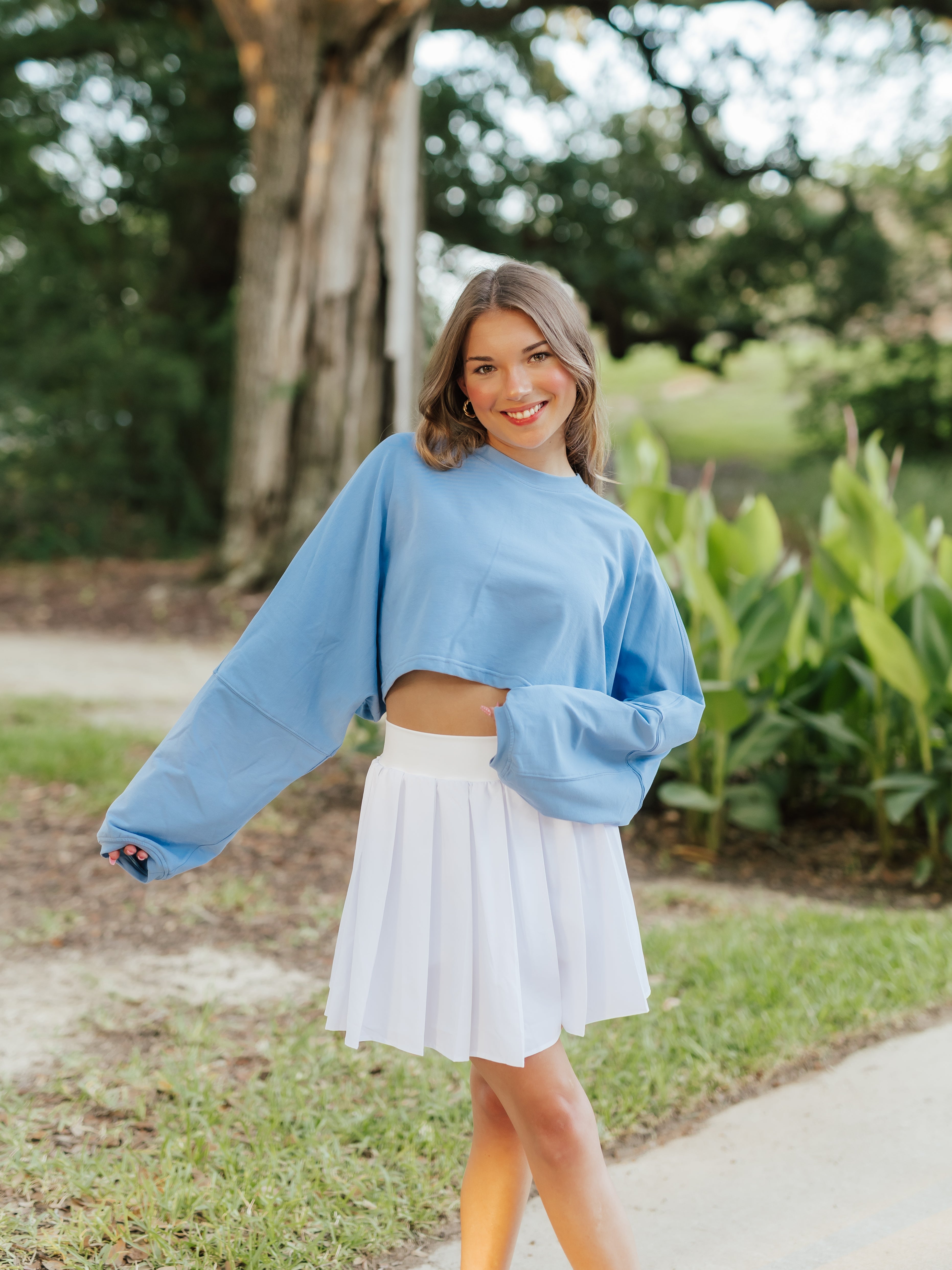 AG Long Sleeve Active Crop Top | Blue image 3