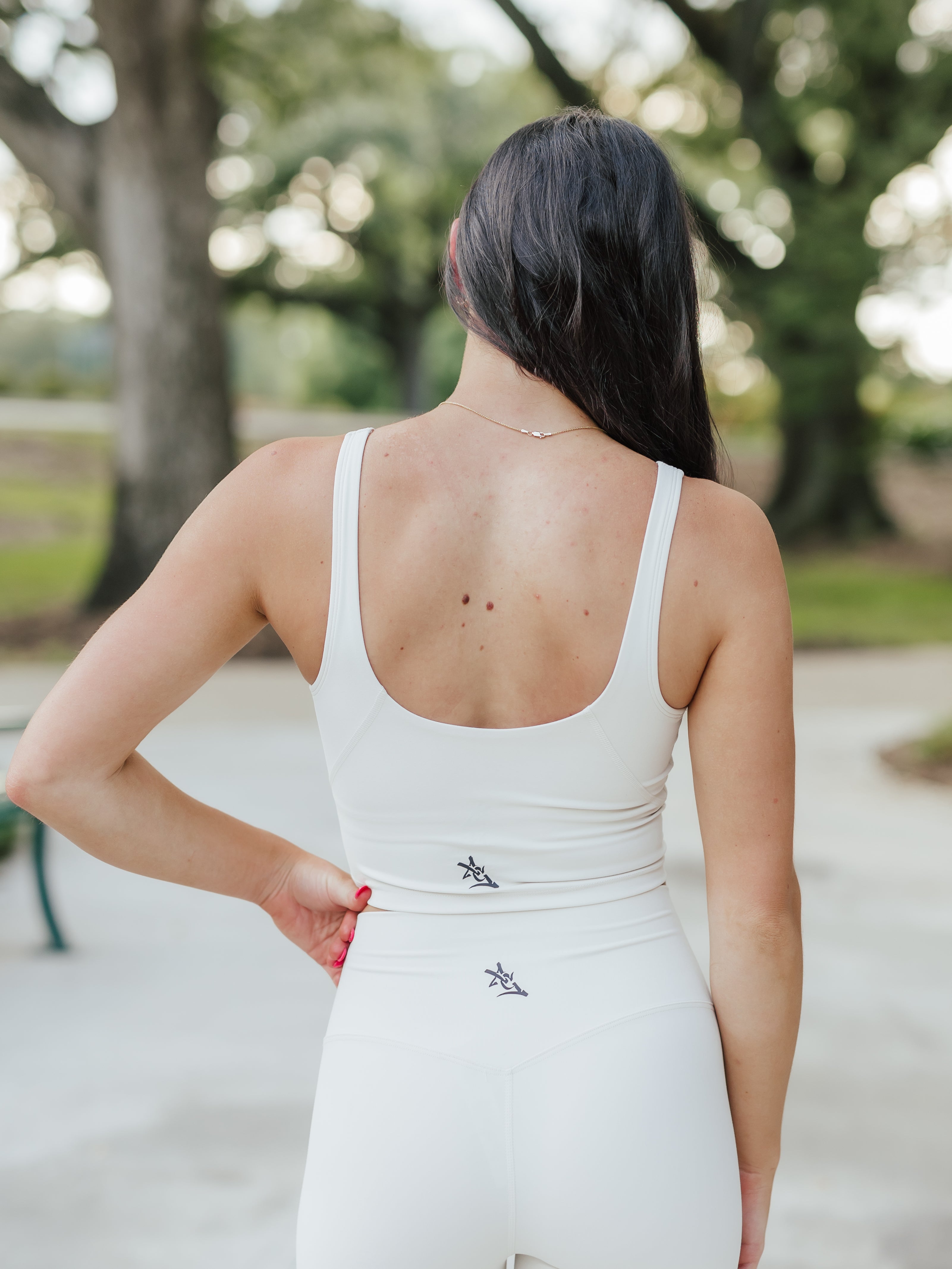 AG V-Neck Padded Active Top | Cream image 1