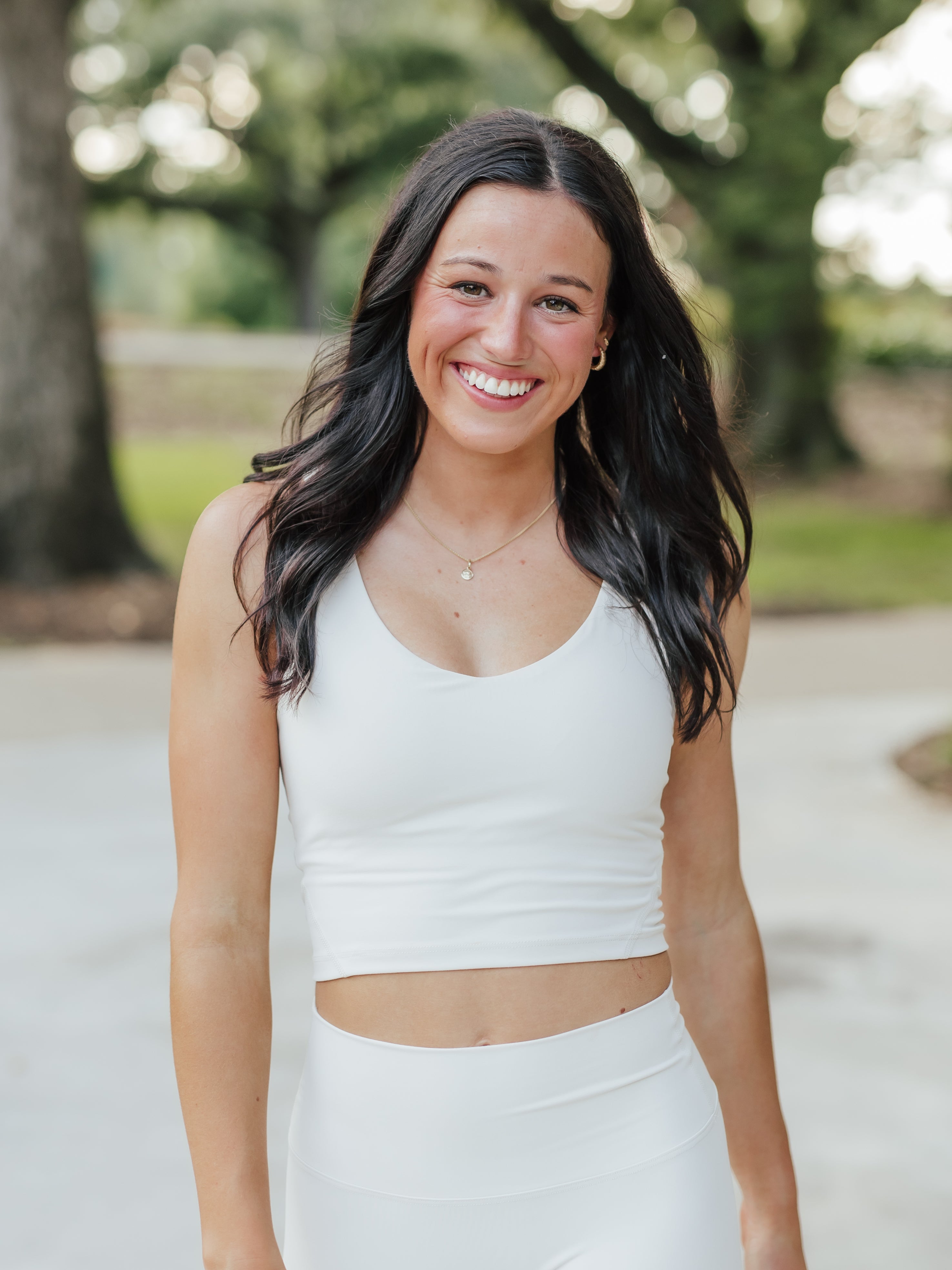 AG V-Neck Padded Active Top | Cream image 0