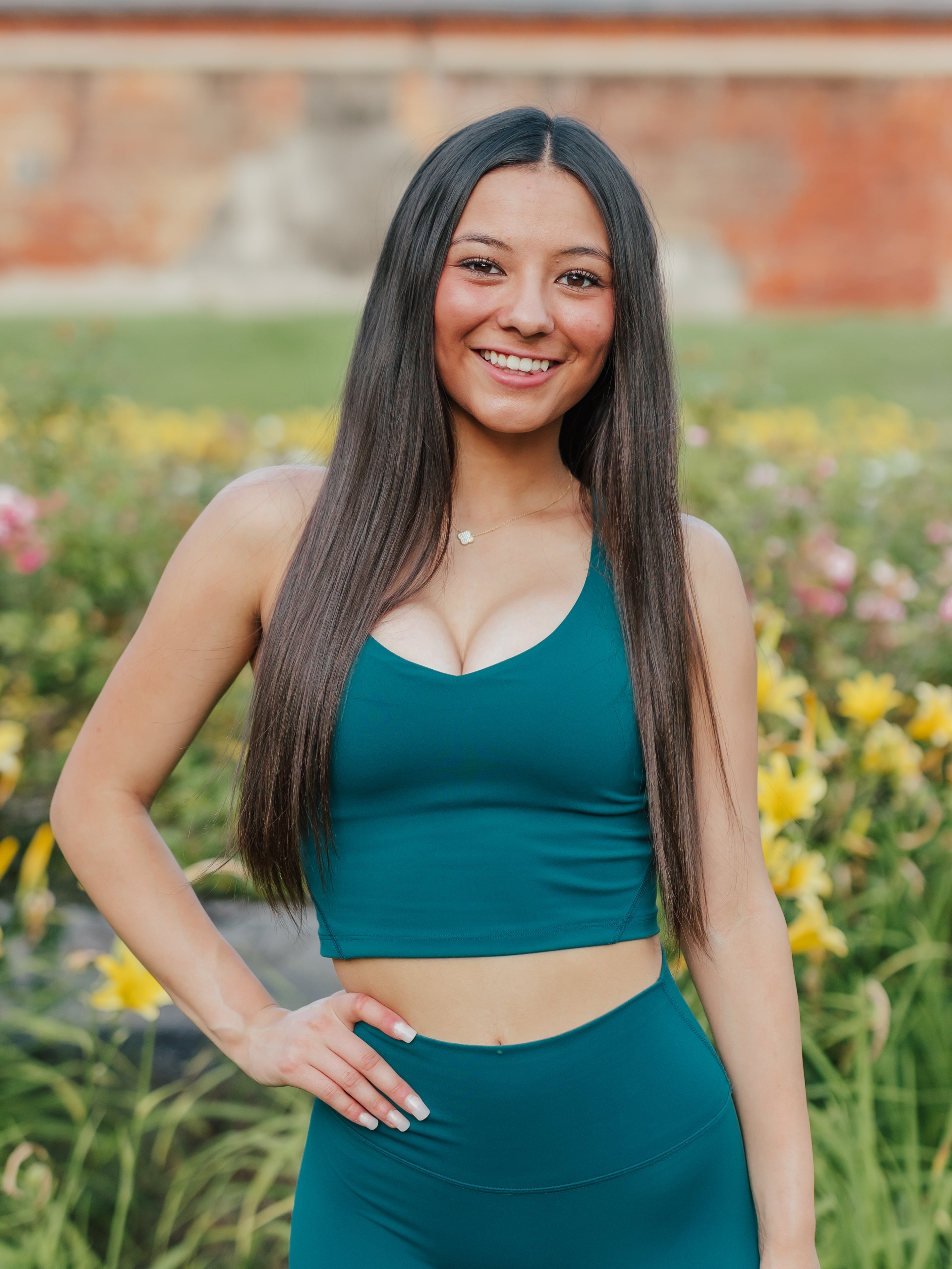 AG V-Neck Padded Active Top | Jade Green image 0