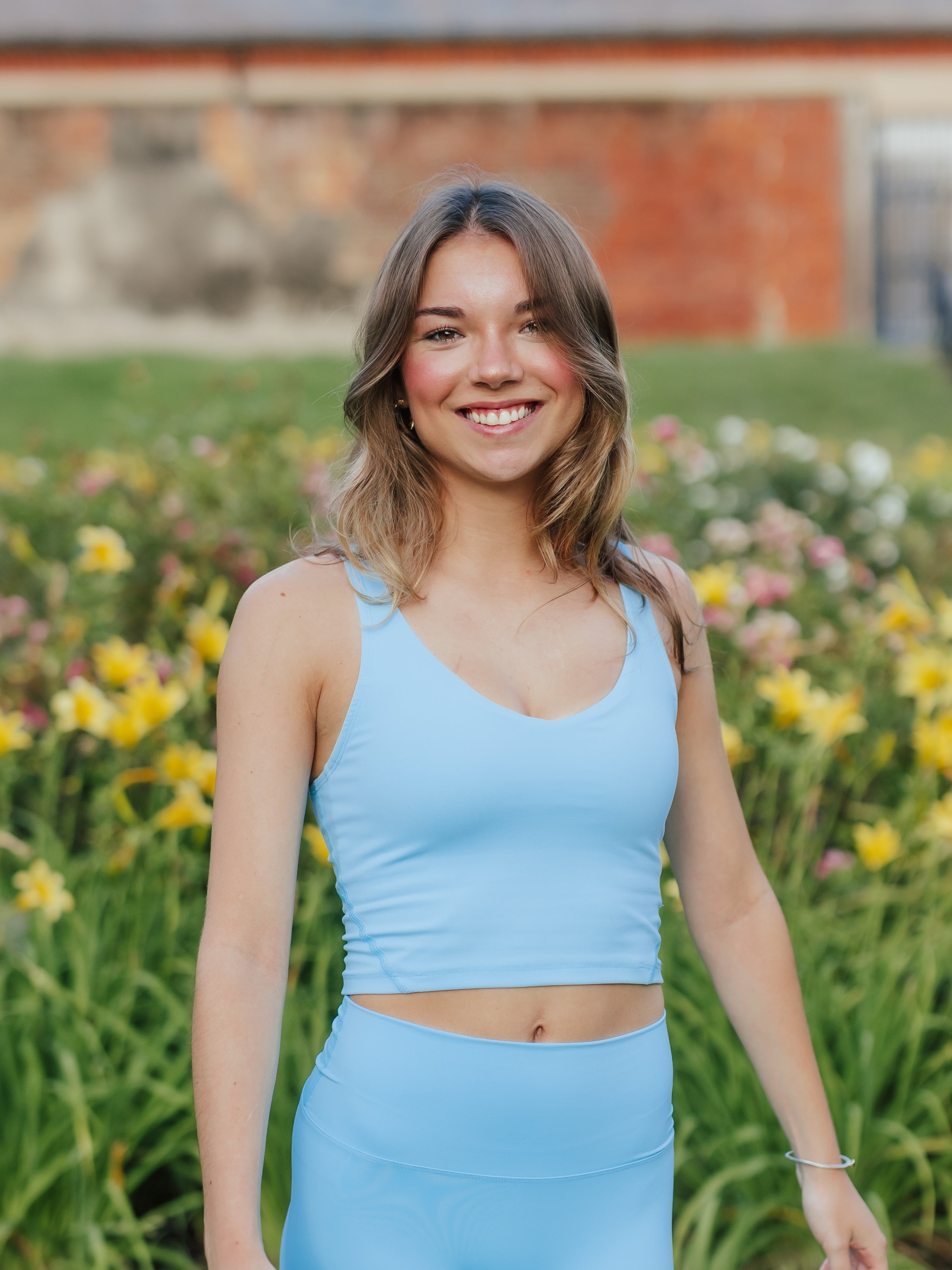 AG V-Neck Padded Active Top | Sky Blue image 0